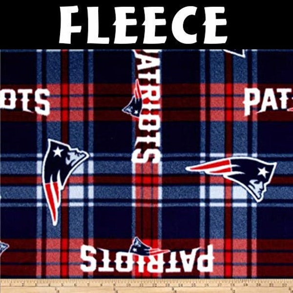 NFL New England Patriots Plaid Fleece Football Fabric 6464D Sold by the Yard