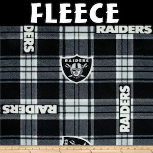 NFL Las Vegas Raiders Plaid Fleece Fabric 6415 D Sold by the Yard