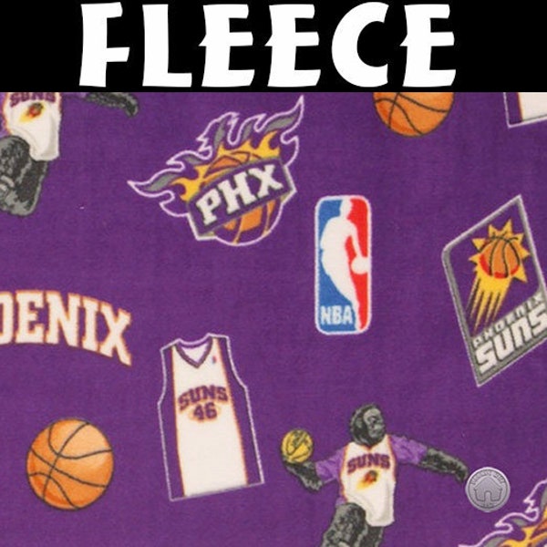 NBA Phoenix Suns Purple Toss Fleece Fabric by the Yard