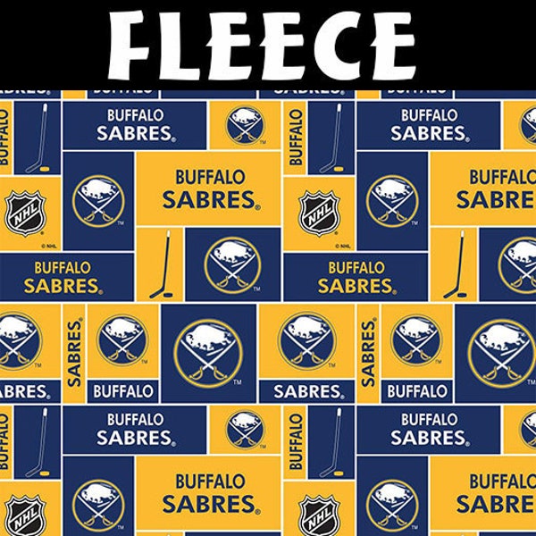 NHL Buffalo Sabres Block Anti Pill Fleece Fabric by the Yard