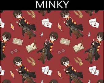Licensed Character Minky Harry Potter Soft Magic Harry Burgundy Soft Minky Fabric By the Yard