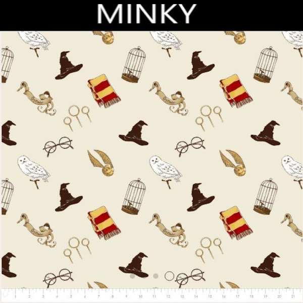 Licensed Character Minky Harry Potter Soft Magic Cream Soft Minky Fabric By the Yard