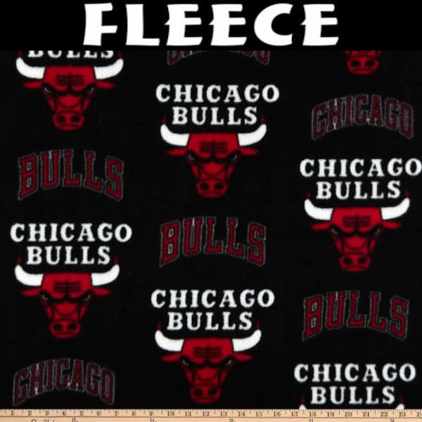 NBA Chicago Bulls Toss Black on Black Fleece Fabric by the Yard