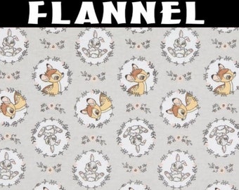 Camelot Fabrics Disney's Bambi and Thumper Wreath Gray Printed Cotton Flannel Fabric by the Yard