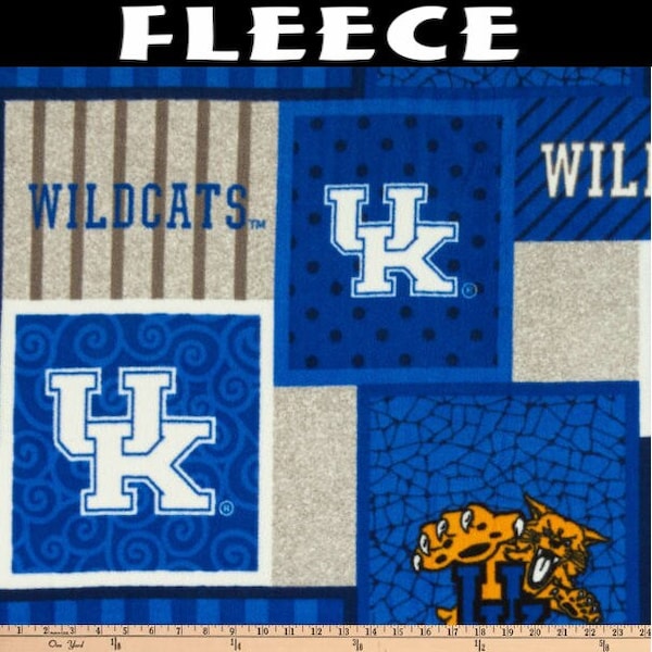 NCAA University of Kentucky Patchwork KY-1177 Fleece Fabric By The Yard