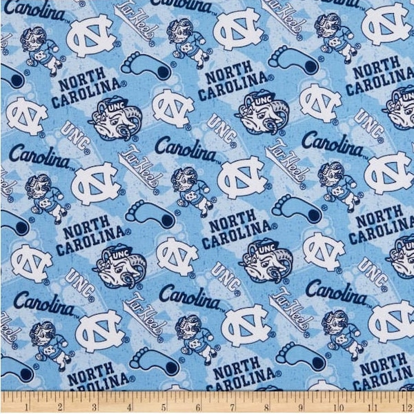 NCAA University of North Carolina Tone on Tone NC-1178 Cotton Fabric By the Yard