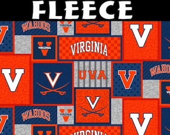 NCAA University of Virginia Patch UVA-1177 Fleece Fabric By The Yard