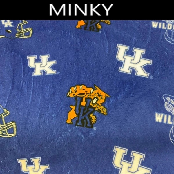 NCAA University of Kentucky Toss Blue Soft Minky Fabric By the Yard