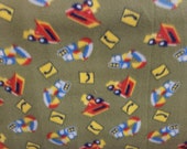 Polar Fleece Construction Toys Olive Fleece Fabric by the Yard