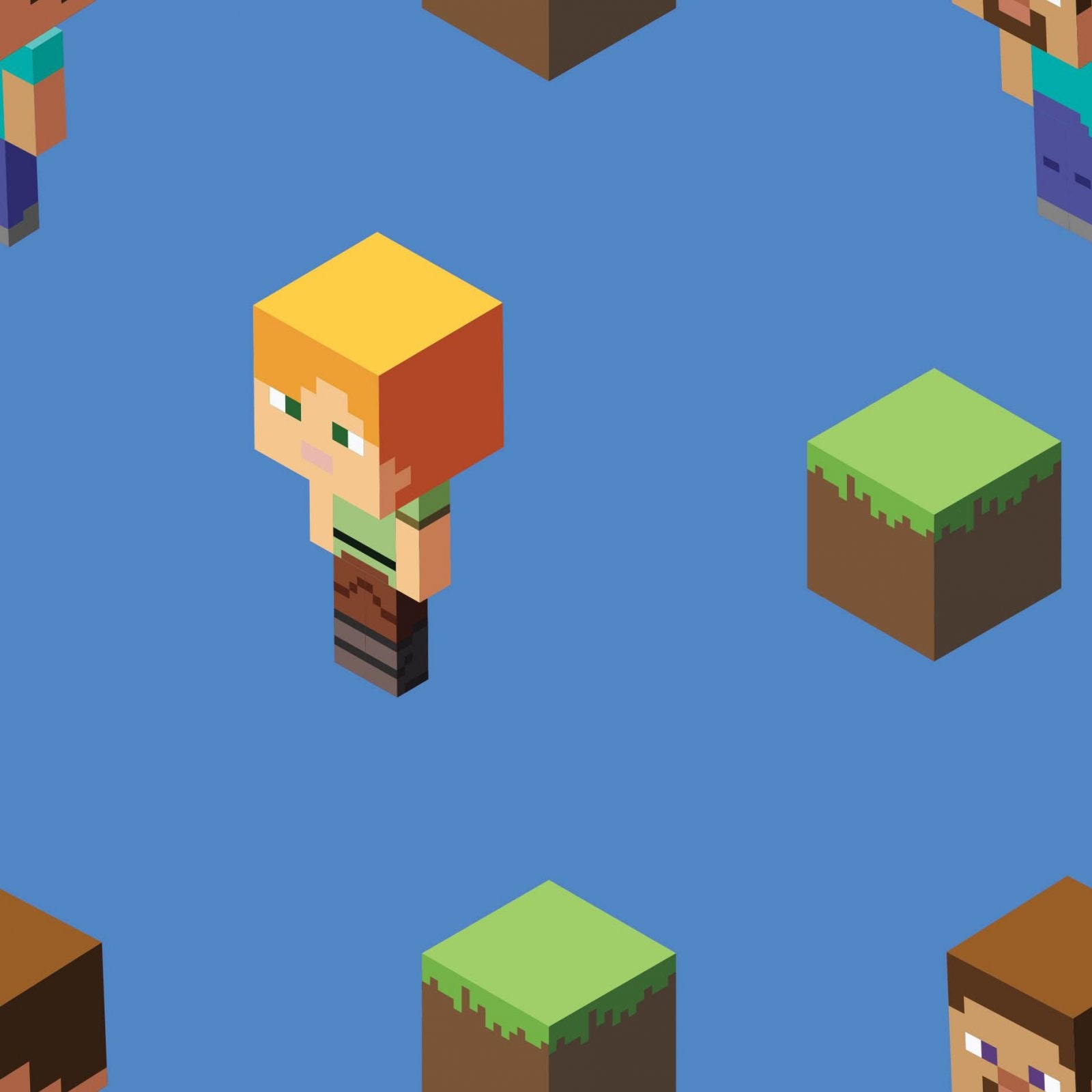 Springs Creative Mojang Minecraft Alex & Steve Toss Cotton - Etsy