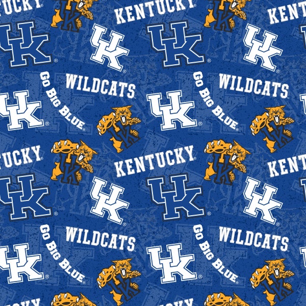 NCAA University of Kentucky Wildcats Tone on Tone KY-1178 Cotton Fabric By The Yard