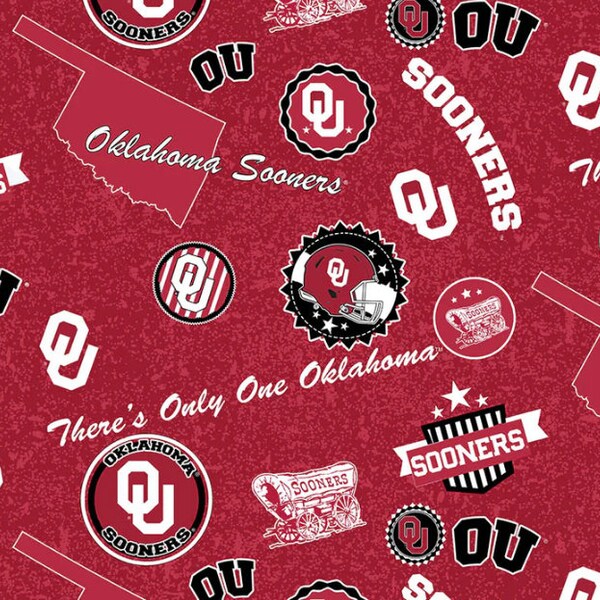 NCAA University of Oklahoma Home State OU-1208 Cotton Fabric By the Yard