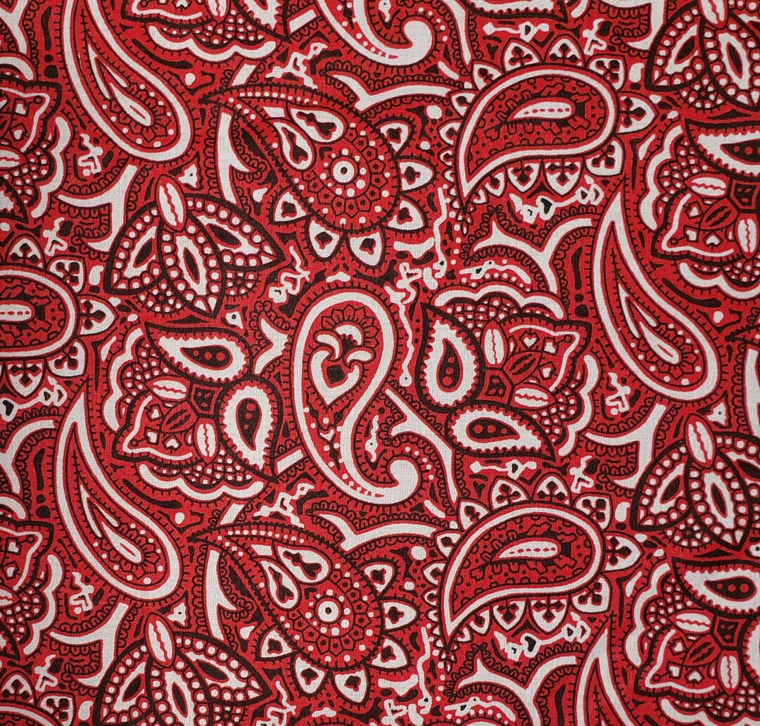 45 Wide Red Bandana Cotton Fabric by the Yard Etsy