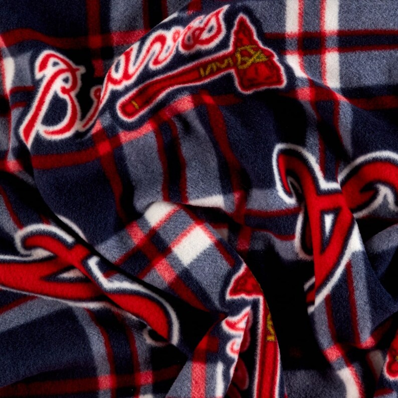 MLB Atlanta Braves Plaid Fleece Fabric by the Yard 6620 D Etsy