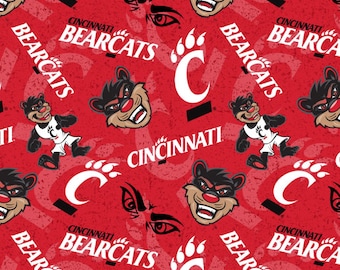 NCAA University of Cincinnati Tone on Tone CIN-1178 Cotton Fabric by the Yard