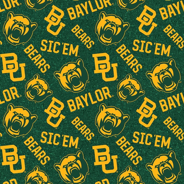 NCAA Baylor University Bears Allover Cotton Fabric By the Yard