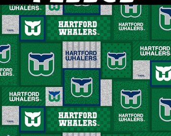 NHL Hartford Whalers Patch Anti Pill Fleece Fabric by the Yard