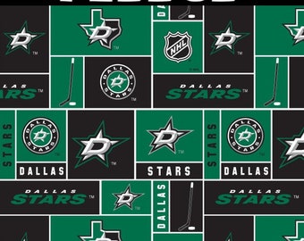 NHL Dallas Stars Block Anti Pill Fleece 012-DST Fabric by the Yard