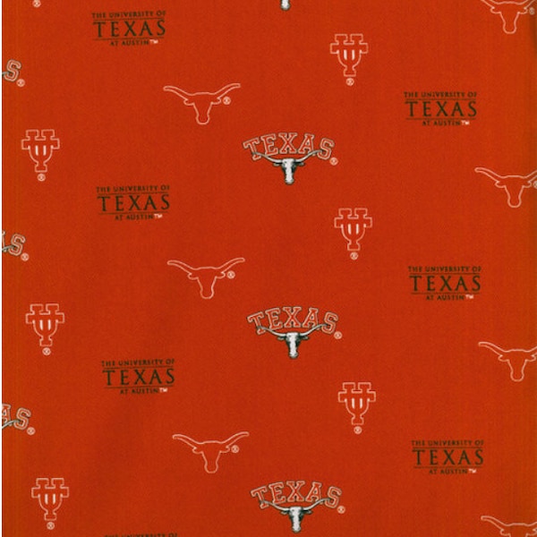 NCAA University of Texas Herringbone TX-098 Cotton Fabric By the Yard