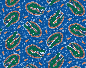 NCAA University of Florida Gator Heads FL-1193 katoenen stof op maat gesneden