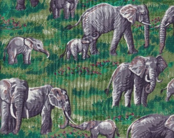 Robert Kaufman Elephants in Nature Green Cotton Fabric by the Yard