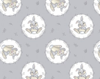 Disney's Sweet Thumper Grey Cotton Fabric by the Yard