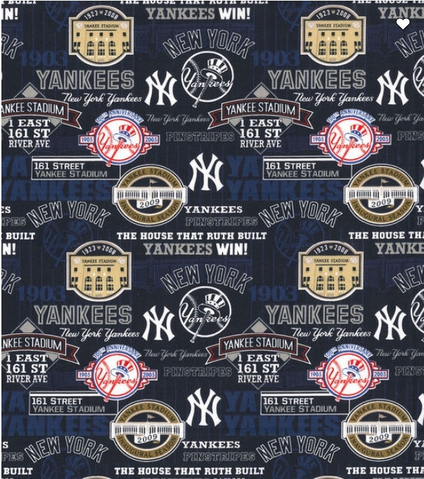 MLB New York Yankees Stadium Print Cotton Fabric by the Yard 