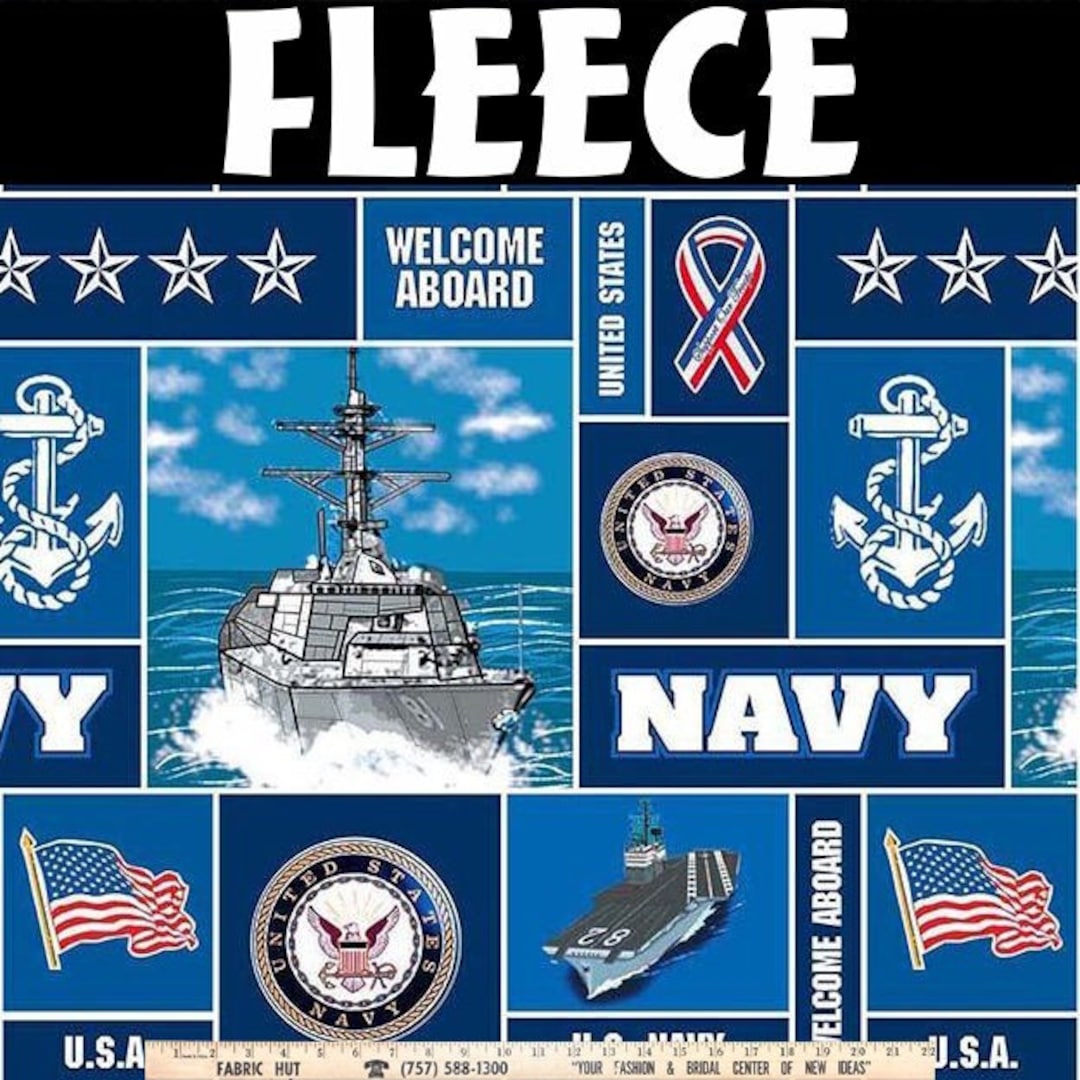 US Navy Military American Flag Battleship Aircraft Carrier Fleece