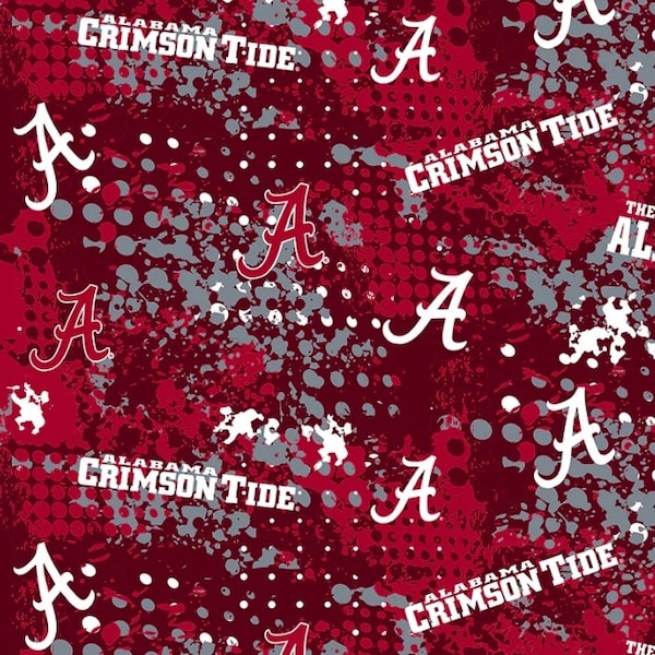 NCAA Alabama University Splatter AL-835 Cotton Fabric By The Yard