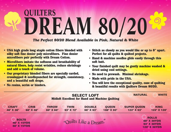 Quilters Dream Fusible 80/20 Batting Crib 46x60in – Hearthside Quilts