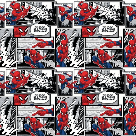 Marvel Comic Block Black and White Cotton Fabric