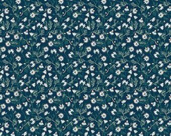 Northcott Figo Fabrics Forage Chamomile Navy Cotton Fabric by the yard