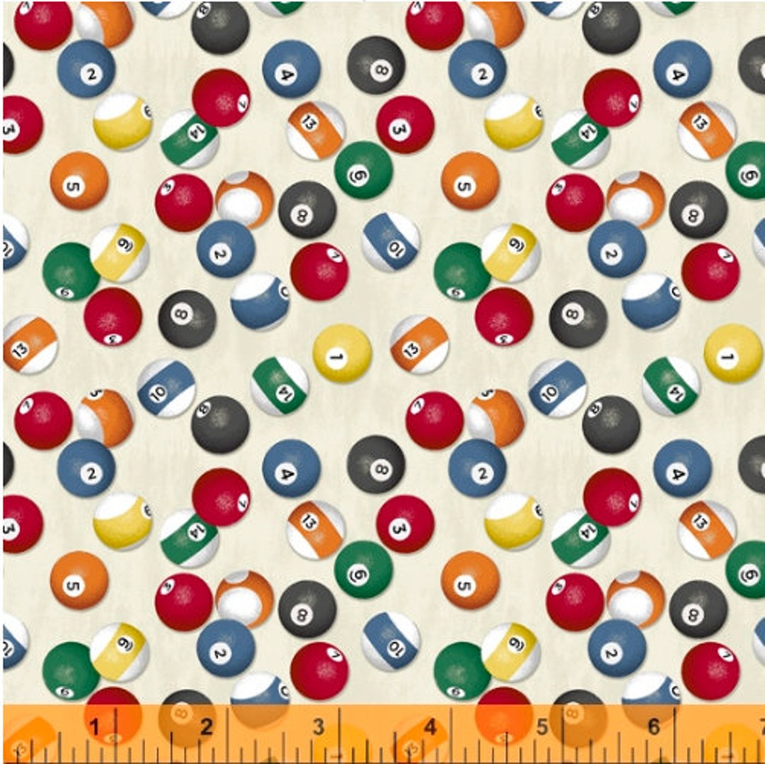 Windham Fabrics Man Cave Billiard Balls Birch Cotton Fabric by the Yard