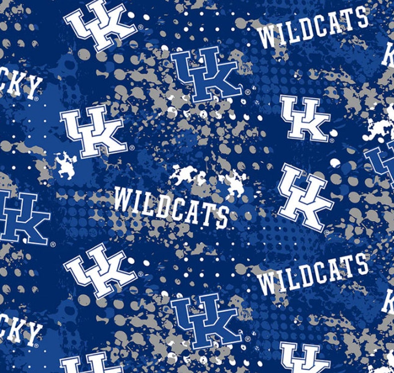 NCAA University of Kentucky Wildcats Splatter KY-835 Cotton Fabric By The Yard image 1