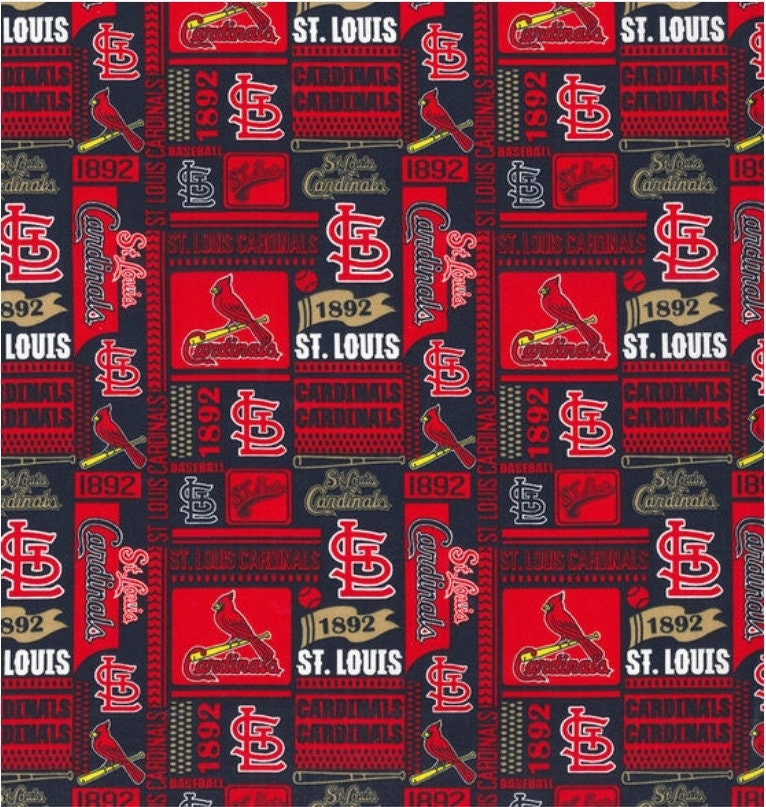 MLB St. Louis Cardinals Block Print Cotton Fabric by the Yard 60266B