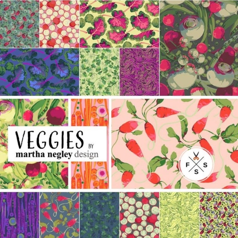Free Spirit Veggie Collection by Martha Negley Cotton Fabric | Etsy