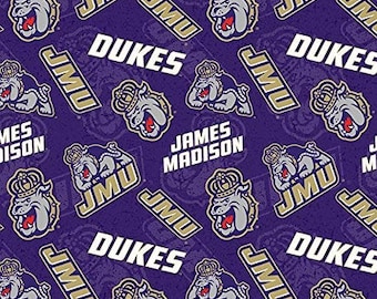 NCAA James Madison University Dukes Licensed Cotton Fabric By the Yard