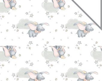 Disney Fabric Camelot Disney Dumbo Bunting Banners Zinc Gray on White Circus Banner and Stars 100/% cotton fabric by the yard CA815