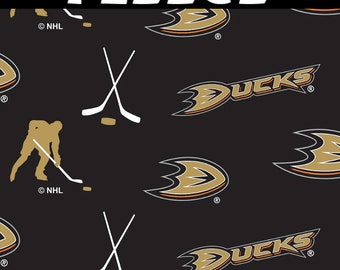 NHL Anaheim Ducks Allover Anti Pill Fleece Fabric by the Yard