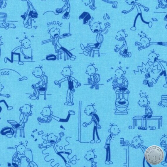 Diary Of A Wimpy Kid Sketch Blue Cotton Fabric By The Yard Robert Kaufman