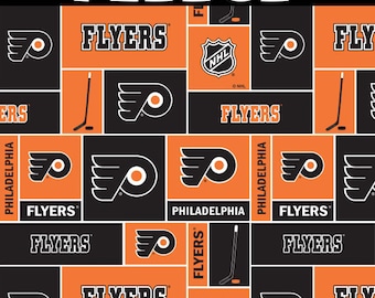 NHL Philadelphia Flyers Block Anti Pill Fleece Fabric by the Yard