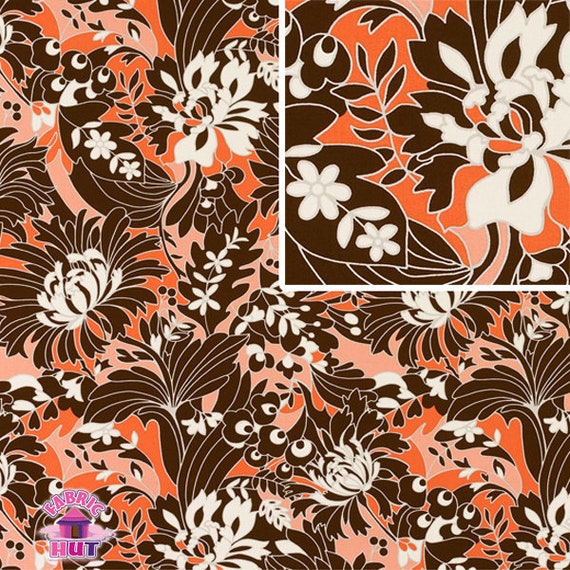 Amy Butler August Fields Coral Cotton Fabric by the Yard