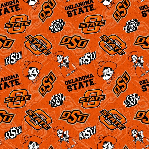 NCAA Oklahoma State Tone on Tone  OSU-1178 Cotton Fabric By the Yard