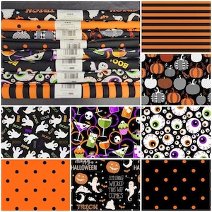 David Textiles Halloween Fat Quarters Cotton Fabric by the Yard