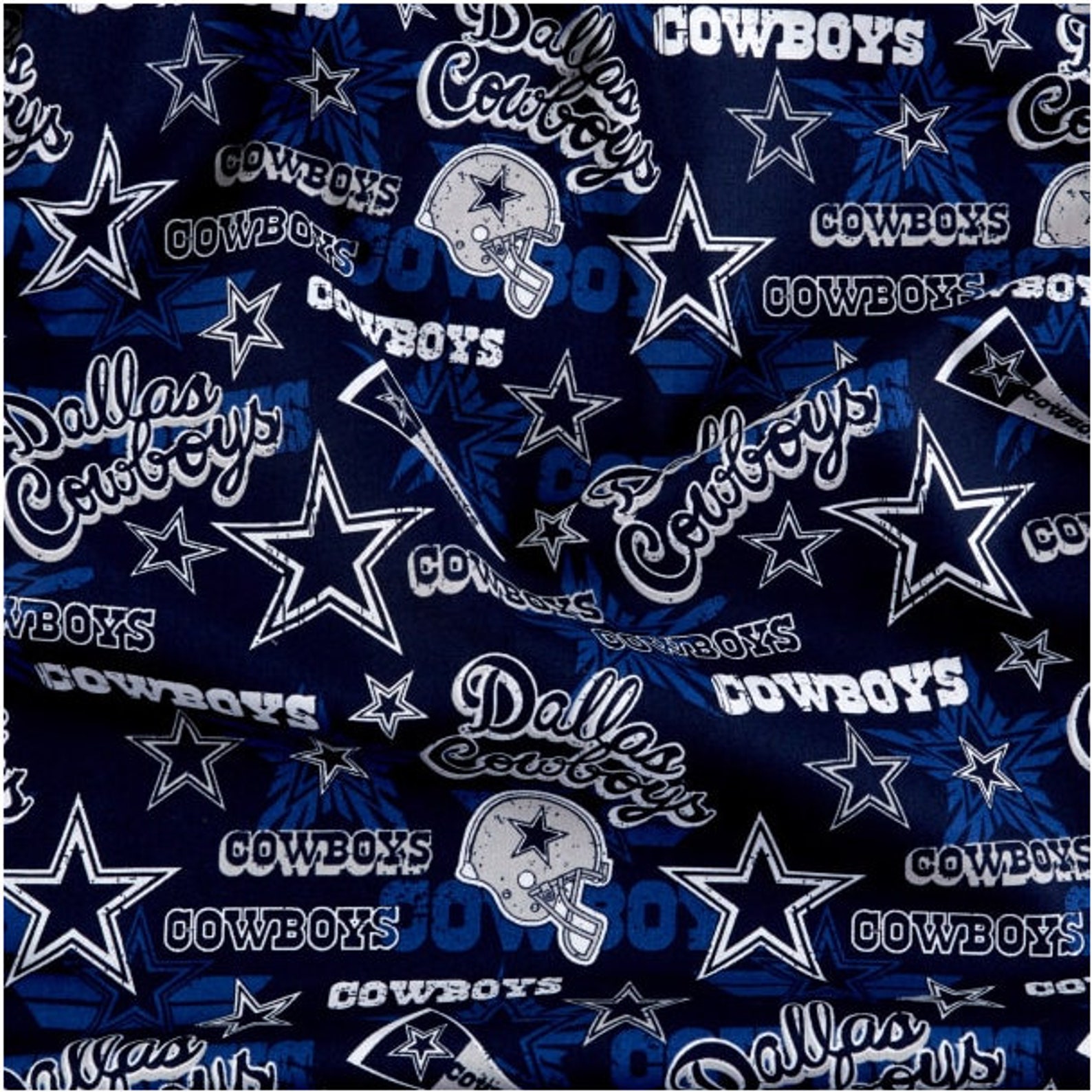 NFL Blue Dallas Cowboys Retro Cotton Fabric by the Yard 14443 Etsy