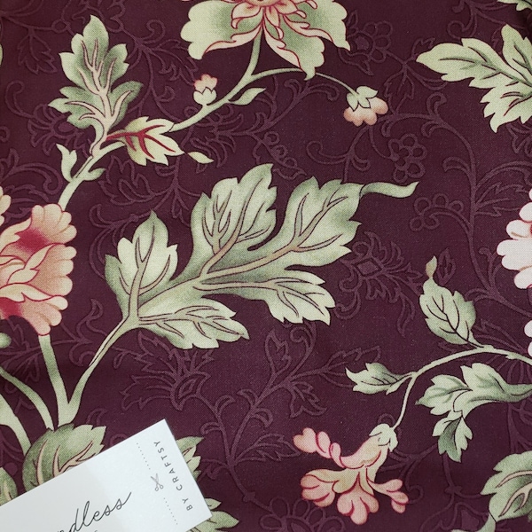 Boundless Cour De Fleur Floral Purple Cotton Fabric 5 Yard Package