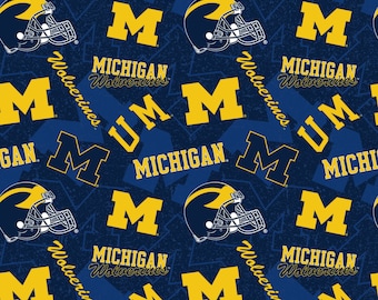 NCAA University of Michigan Wolverines Tone on Tone MCHG-1178 katoenen stof op maat gesneden