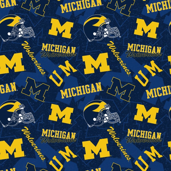 NCAA University of Michigan Wolverines Tone on Tone MCHG-1178 Cotton Fabric By The Yard