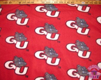 NCAA Gonzaga University Bulldogs Red Fleece Fabric by the Yard