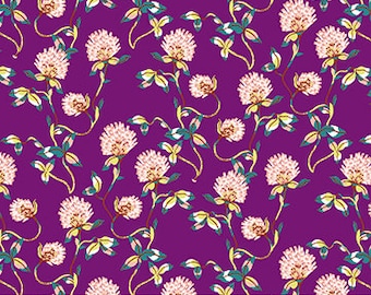 Northcott Figo Fabrics Forage Clover Purple Cotton Fabric by the yard